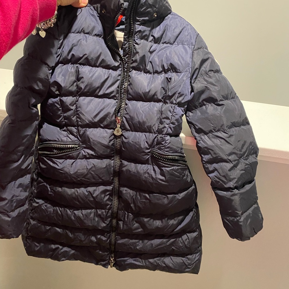 Moncler Navy Quilted Puffer Jacket with Branded Zipper